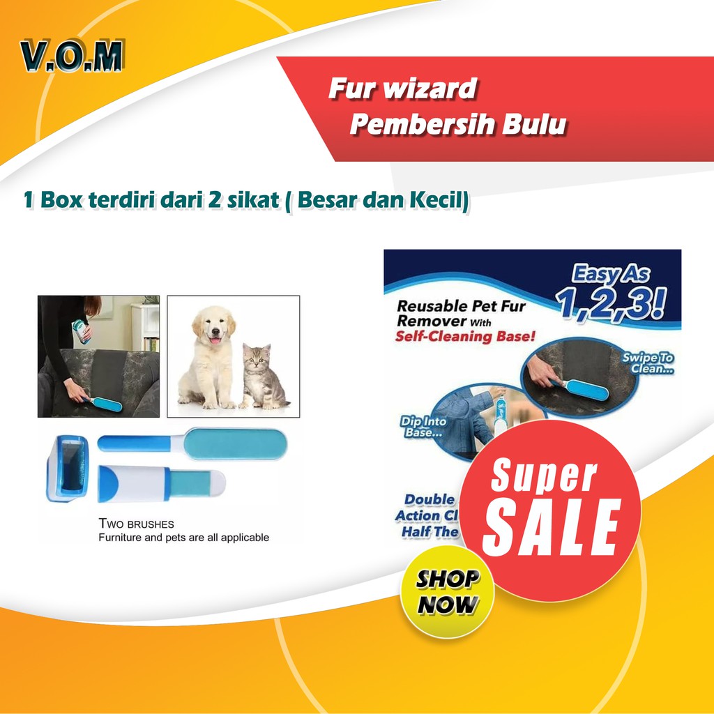 VOM Fur wizard Pembersih Bulu Kucing dan Anjing / Pet Hair Remover - 0372