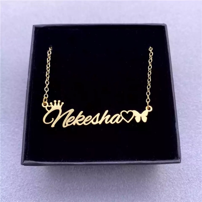 Kalung Lapis emas Custom Nama Ukir Nama Bisa Request Jewelry jepara Gold Silver