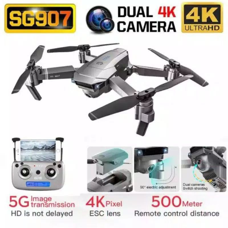 drone sg907 gps dual camera 4k + tas