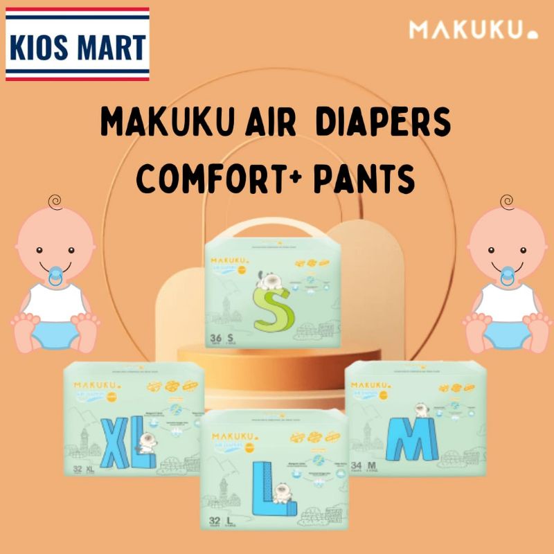 Makuku Air Diapers Comfort+ Tape S36 | Pants M34 | L32 | XL32 | XXL28 | Popok Bayi