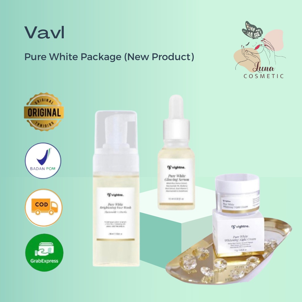 VAVL Pure White Package (New Product) / VAVL BEAUTY PURE WHITE SERIES, VALV pure white glowing serum, whitening night cream