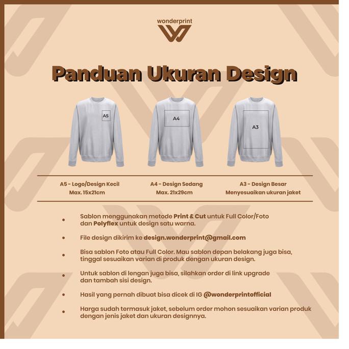 JAKET CUSTOM SATUAN JASA SABLON JAKET SWEATER POLYFLEX DTG PRINT - BASIC S M L XL, A 5