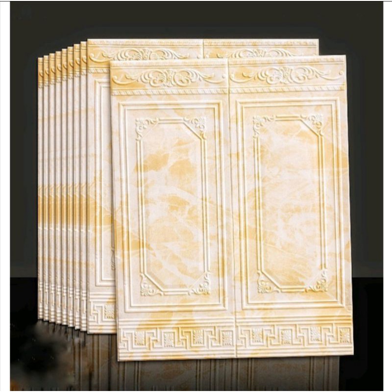 Wallpaper Dinding 3D foam Jendela kayu jati serat timbul 70CM*90CM-Tebal