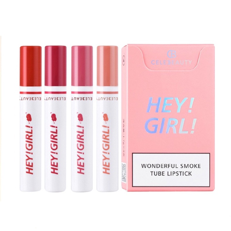 SHINE STAR - [ Dapat 4 Warna ] HENGFANG Lipstik Hey Girl Matte Tahan Lama