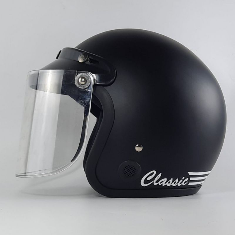 helm retro bogo classic/helm dewasa cowok cewek Black edition