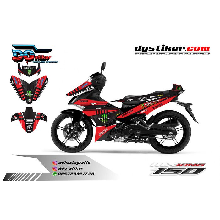Decal Mx King Hitam Merah DG Stiker