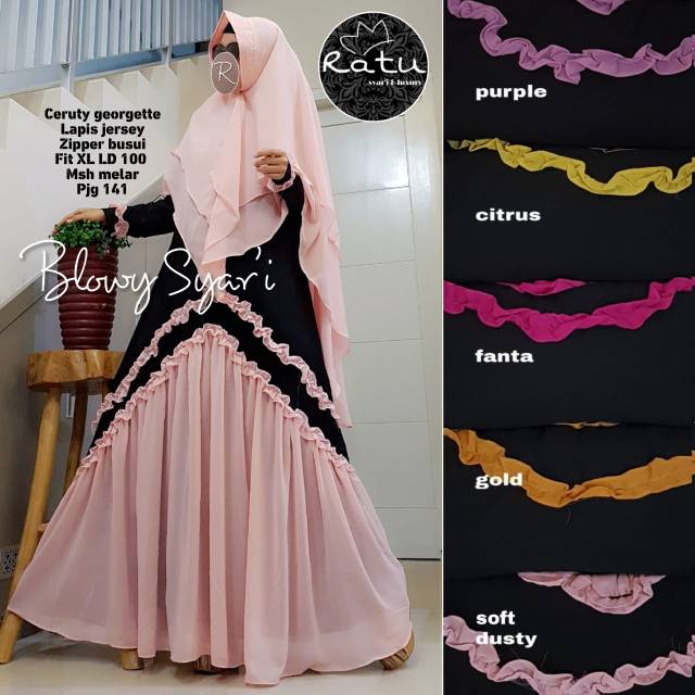 RHS ~ blowy syari gamis pesta syari premium ori solo by ratu hijab