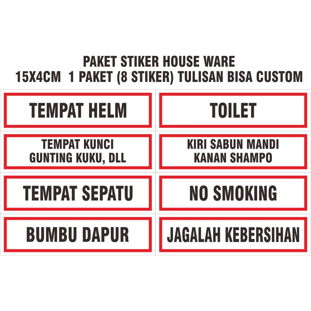 

STIKER PAKET HOUSEWARE 15X4CM (ISI 8 PCS)