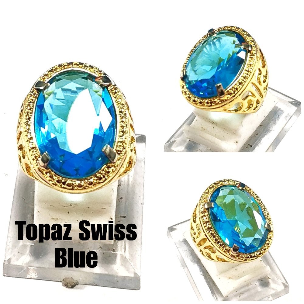 CINCIN BATU PERMATA BLUE TOPAZ SWISS