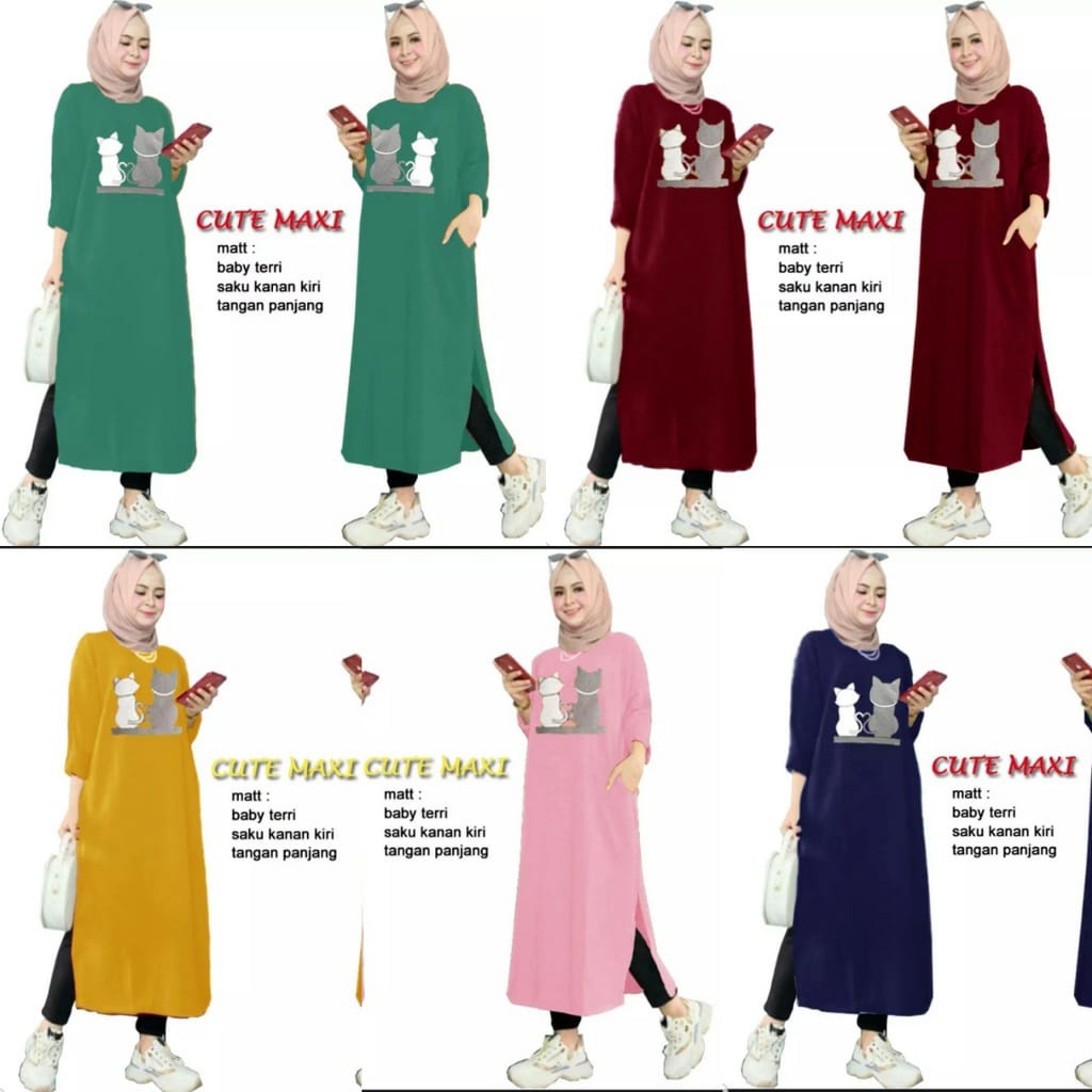 Baju Long Tunik Cutie Jumbo Tunik Panjang Muslimah Big Size Model Casual Terkini
