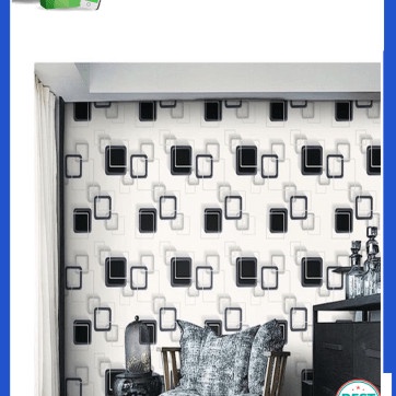 Wallpaper Dinding Motif Kotak Hitam 3D Ukuran Panjang 10Meter x Lebar 45CM