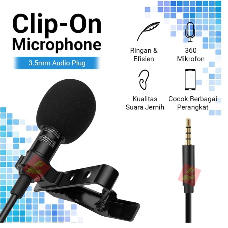 3.5mm Aux Audio Lightning Clip-On Microphone Mic Jepit Youtuber