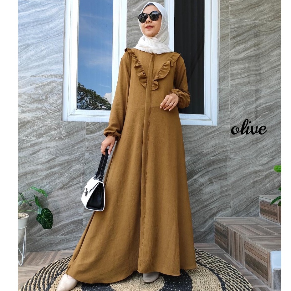 Gamis Livy Crinkle Airflow / Gamis Crinkle Rumbai Depan / Gamis Crinkle Premium