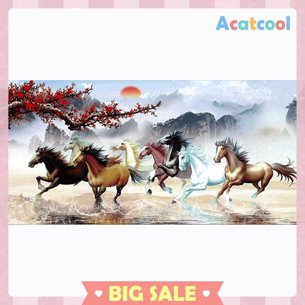 100x50cm Nine Running Horses Diamond Painting Full Round Drill Cross Stitch