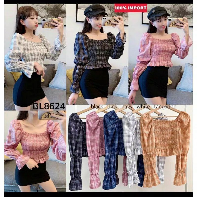 Shaletta Blouse Atasan Wanita Bahan Katun Kotak Zara