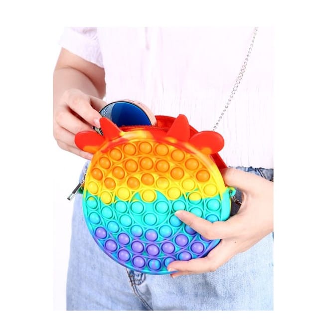 TAS Pop it Rainbow Makaron Murah Fidget Toy Murah Mainan Anak Penghilang Stress Pop it Tas Anak Perempuan Tas Pop It Anak Murah