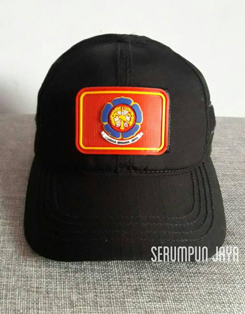 TOPI DAMKAR LAPANGAN - TOPI VELCRO HITAM DAMKAR + PATCH