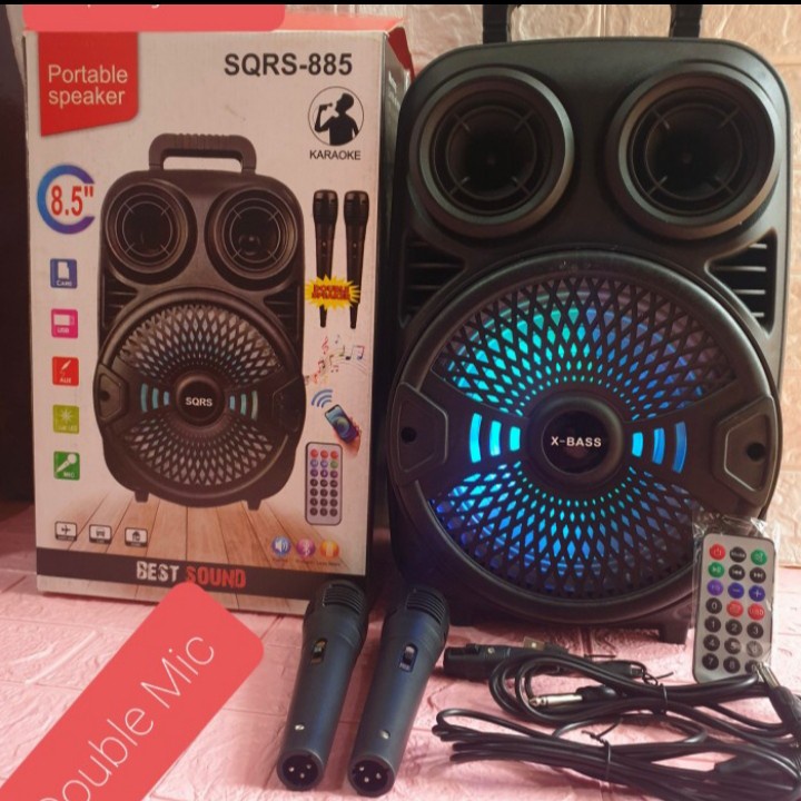 *COD* Speaker Bluetooth SQ 885 double Mic 9 inchi - Speaker karoke 2 mic