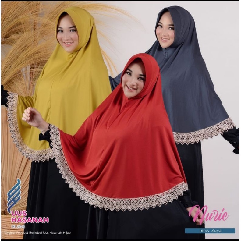 (Uus Hasanah) RENDA XL ••Jilbab syari• hijab instan jumbo••Bergo renda