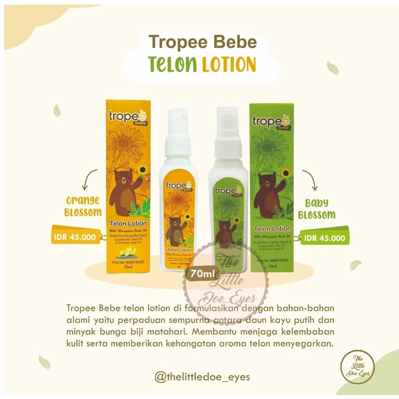 Tropee Bebe Telon Lotion with Ultrawarm Herb Oil 70ml / Minyak Telon Lotion