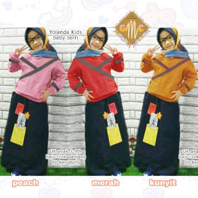 🔥BAYAR DI TEMPAT/COD🔥Setelan 57326 Yolanda Kids Stelan Muslim Anak Set baju + rok panjang