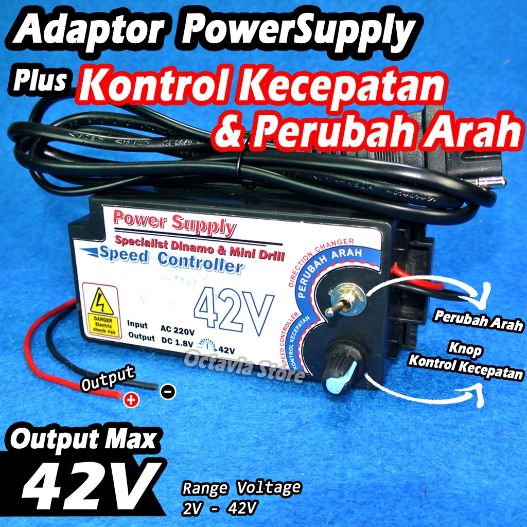 ADAPTOR 42V plus pengatur kecepatan dan perubah arah