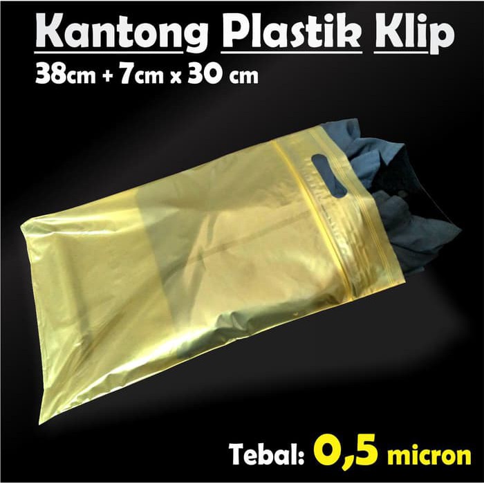 TERBAIK!!! 100 pcs Plastik Klip Gold/ Ziiplock (30 x 38 + 7)