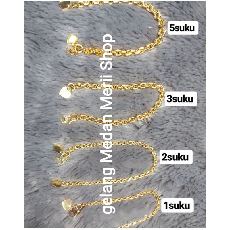 gelang rantai medan gelang Nori lapis emas 24k