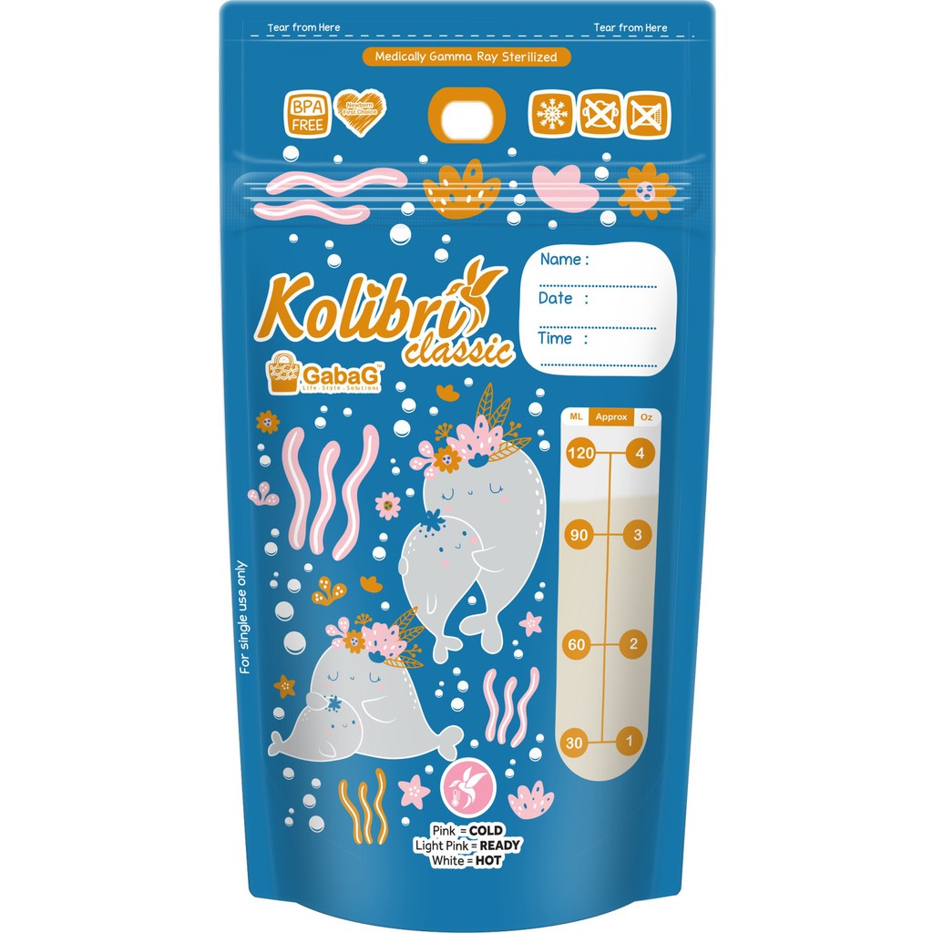 GabaG - Kantong Asi Kolibri Classic 120ml Whale - 120 ml Paus Biru