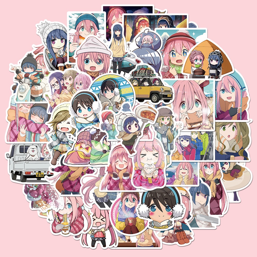 50pcs anime yuru camp stickers children's hand account stickers laptop water cup waterproof stickers