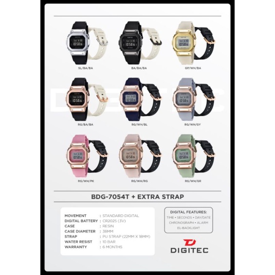 Jam Tangan Wanita Digital Digitec Original BDG-7054T Tahan Air Garansi Resmi 6 Bulan