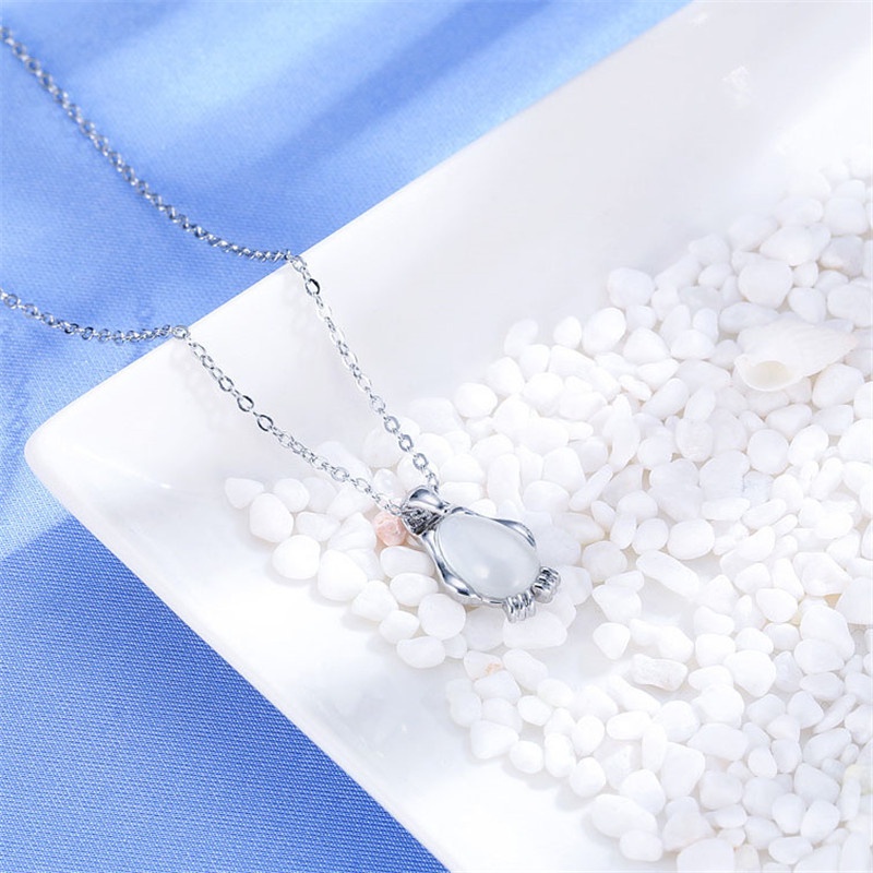 [Ready Stock]Cute Fashion Penguin Opal Necklace Pendant