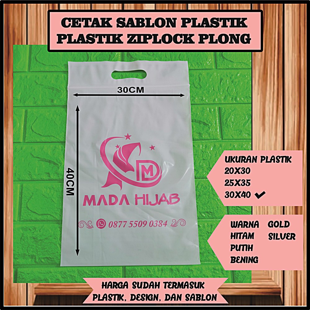 Jual Cetak Logo Tas Plasitk Klip Plong Ukuran Besar 30 X 40 Desain Gambar Label Brand Sablon 4033