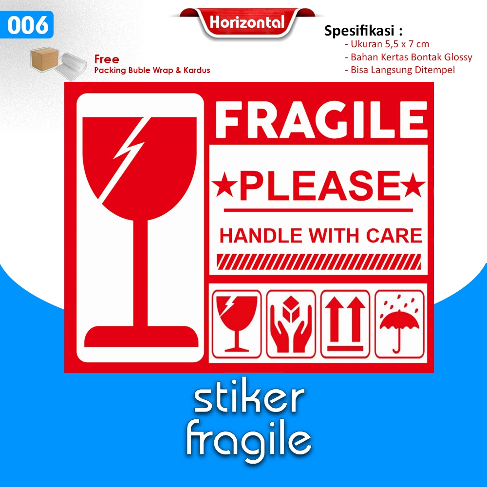 Stiker Fragile / Stiker Pecah Belah / Stiker Pengiriman Olshop / Stiker Unboxing Horizontal-4