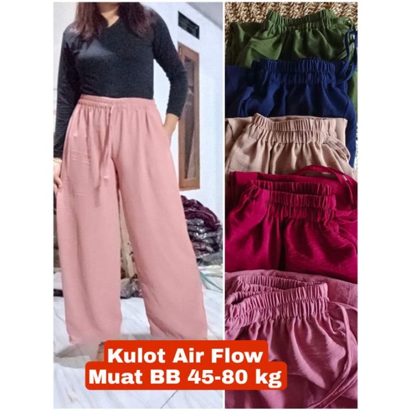 Celana Highwaist kulot cringkel Air Flow Jumbo Premium Muat BB 80 kg