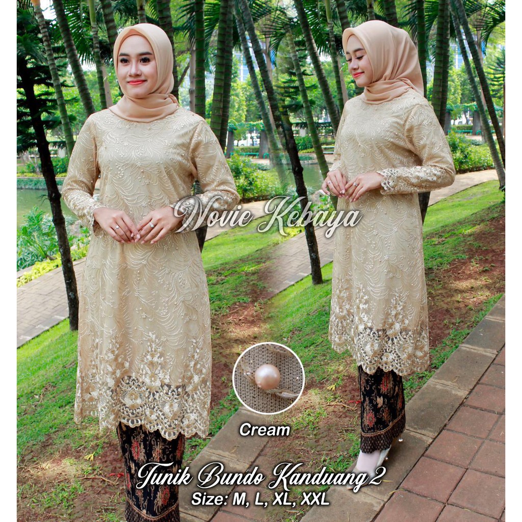 NOV&gt; SET KEBAYA TUNIK BUNDO KANDUANG 2 / KEBAYA MODERN / TUNIK KEBAYA TULLE BORDIR MUTIARA