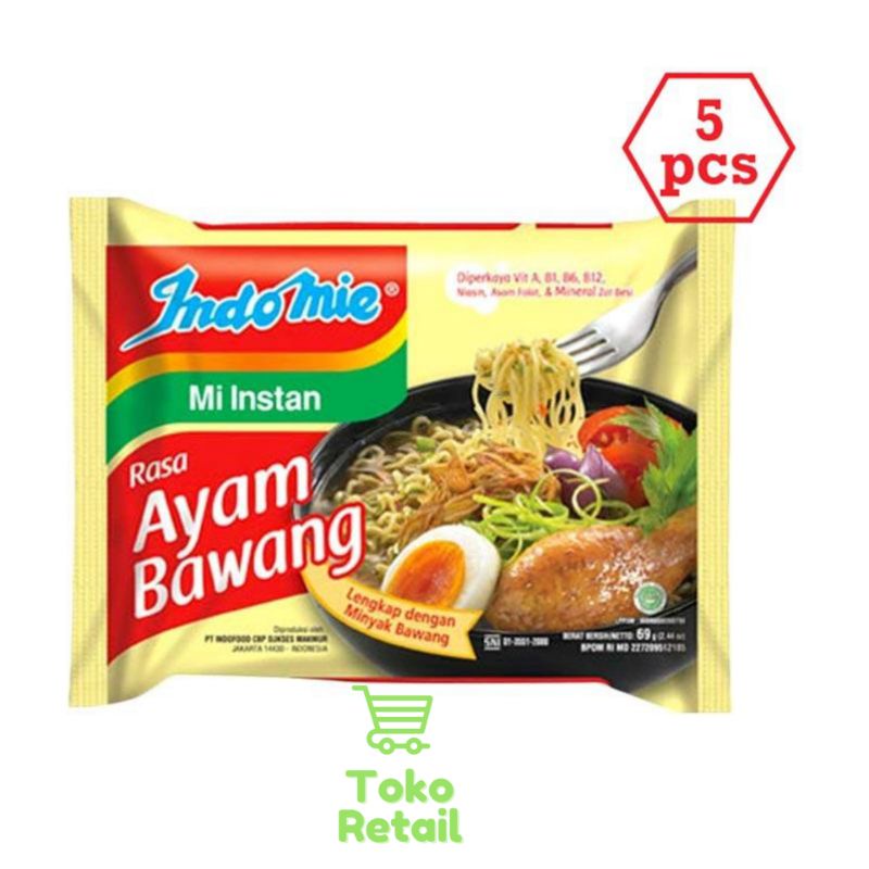 

Indomie Ayam Bawang Mie Instan [69 g/ 5 pcs]