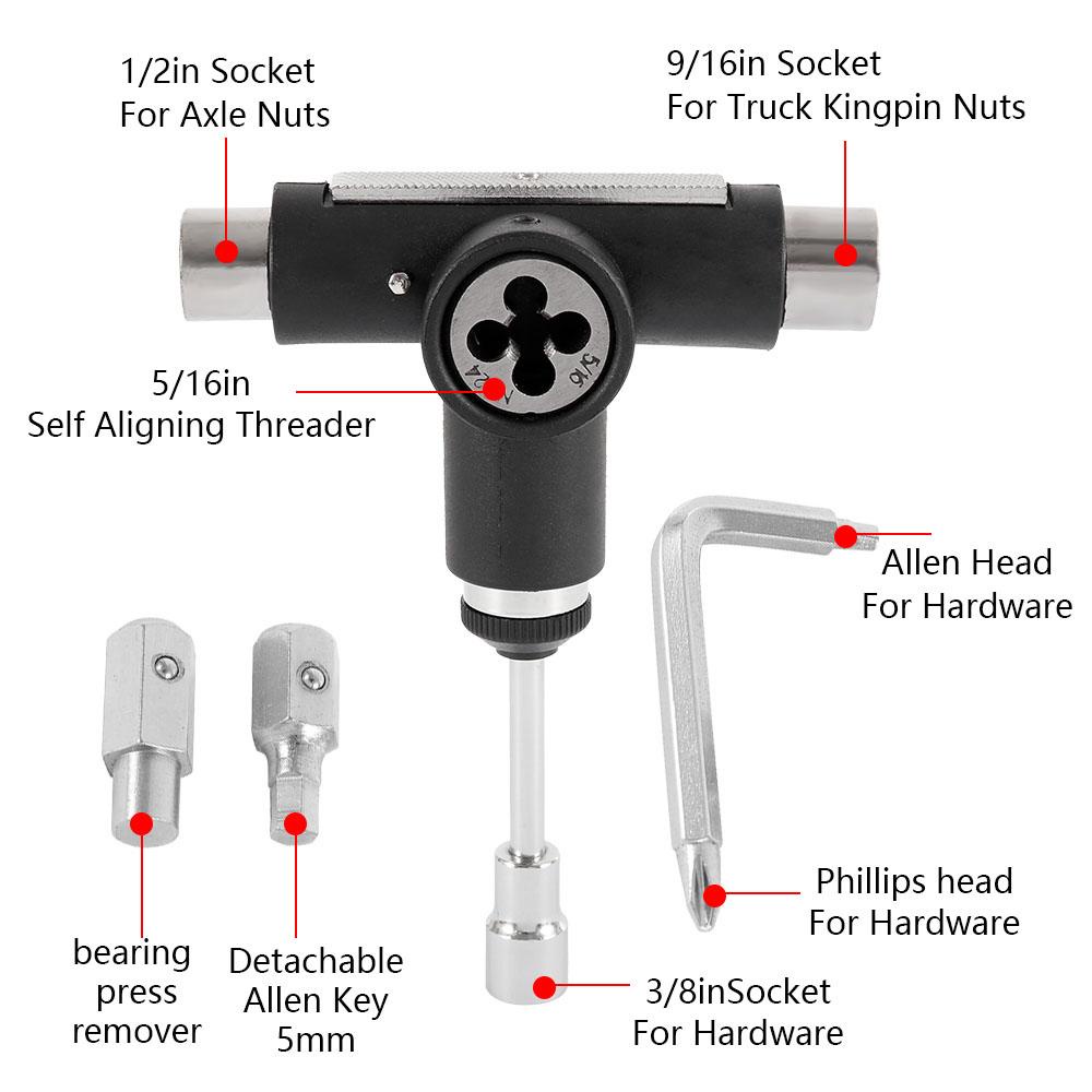 Augustina Alat Skate Sepatu Roda Semi Otomatis Multifungsi Heavy Duty Wrench Skateboard Repair Tools