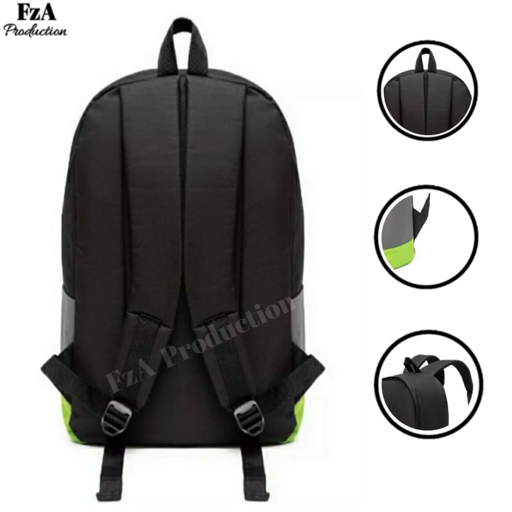 Tas Ransel Gendong Laptop Distro Sekolah Kuliah Pria Wanita Black Murah Original FzA BUY 1 GET 2