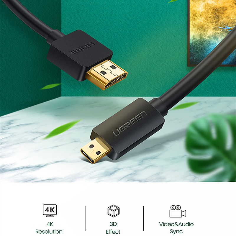 Ugreen Kabel HDMI Mini Micro HDMI 4K / 60Hz Male to Male untuk Proyektor Kamera GoPro / Sony