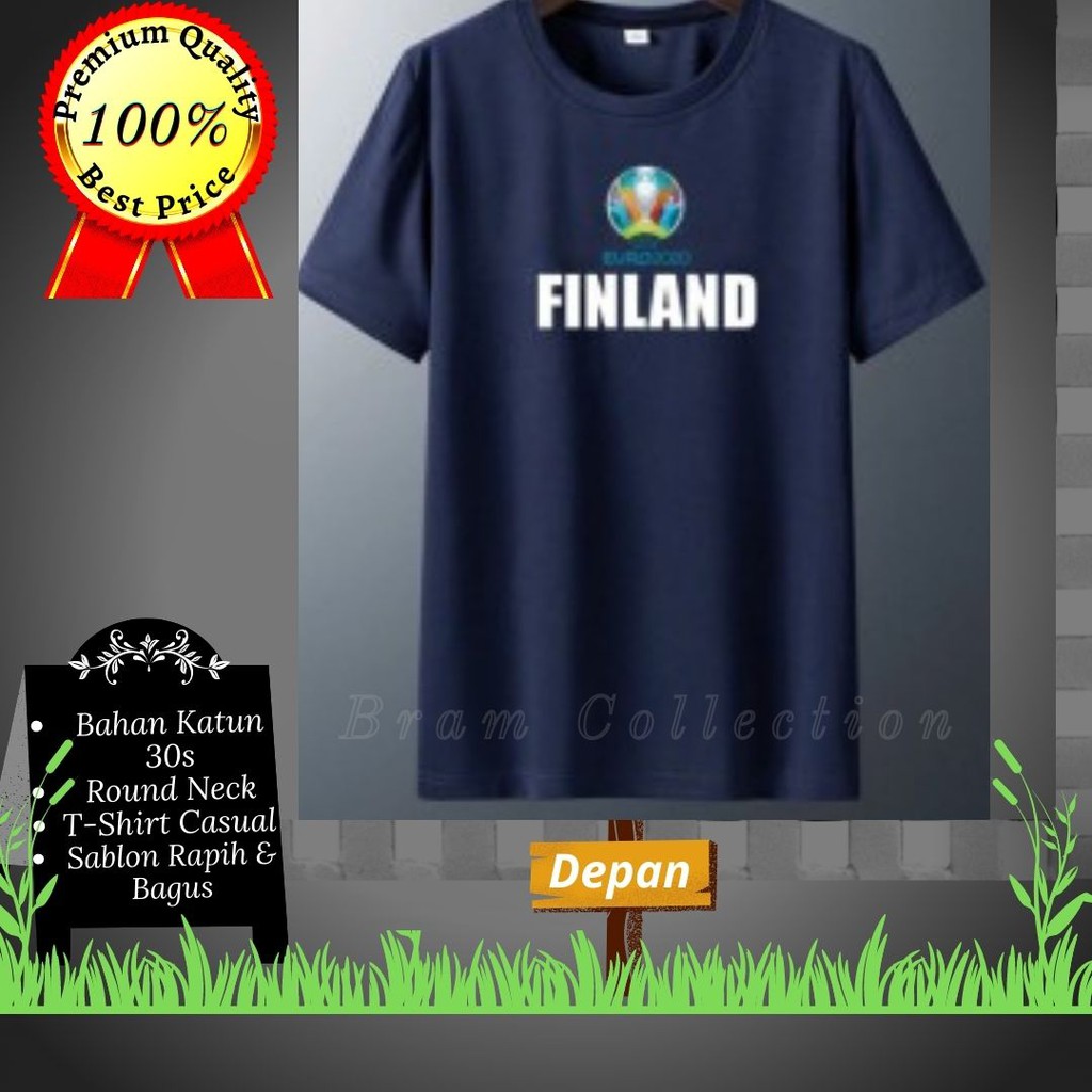 Kaos Baju Pakaian Distro  EURO 2021 FINLAND/FINLANDIA T-Shirt Bola Jersey Pria/Wanita