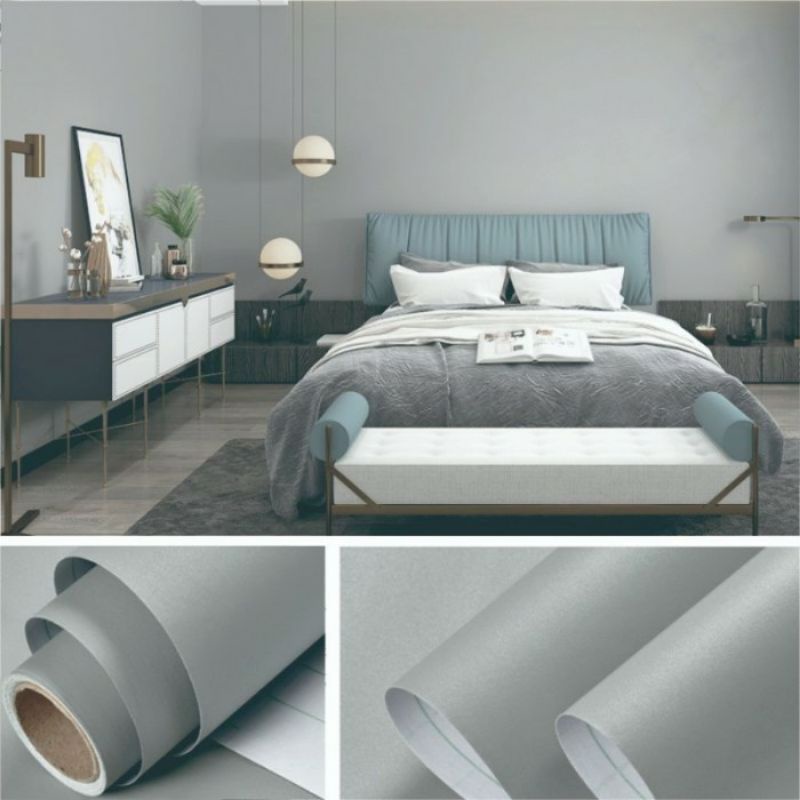 Wallpaper Dinding Murah Polos Abu Abu Muda Elegan