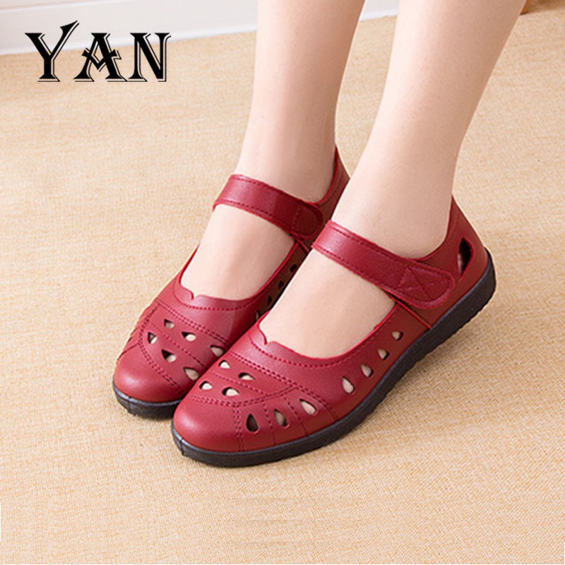 YAN Sepatu Flat Wanita Kulit Casual Sepatu Pantofel Wanita