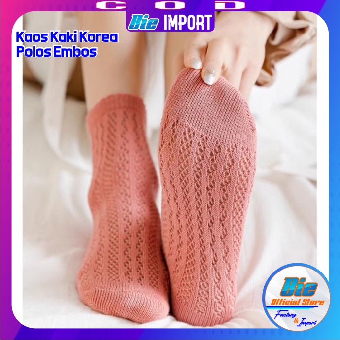 Kaos Kaki Korea Wanita Polos Embos Impor Best Seller