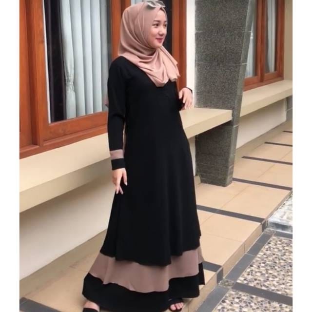 FMOS Ziva Dress Size S ML XL | Varian Grey | Gamis Syari | Fashion Muslim terbaru | Drees | Maxi Dress | Pakaian Wanita | Gamis | Gamis terbaru-Mocca