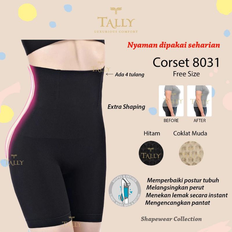 TALLY Cd Korset pelangsing Perut dan Paha 8031 Pakai Tulang Original