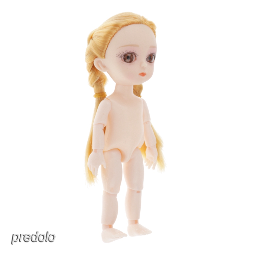 Modern Girl Body Model 16cm 13 Joints Nude Girl Doll Accessories Blond Braid