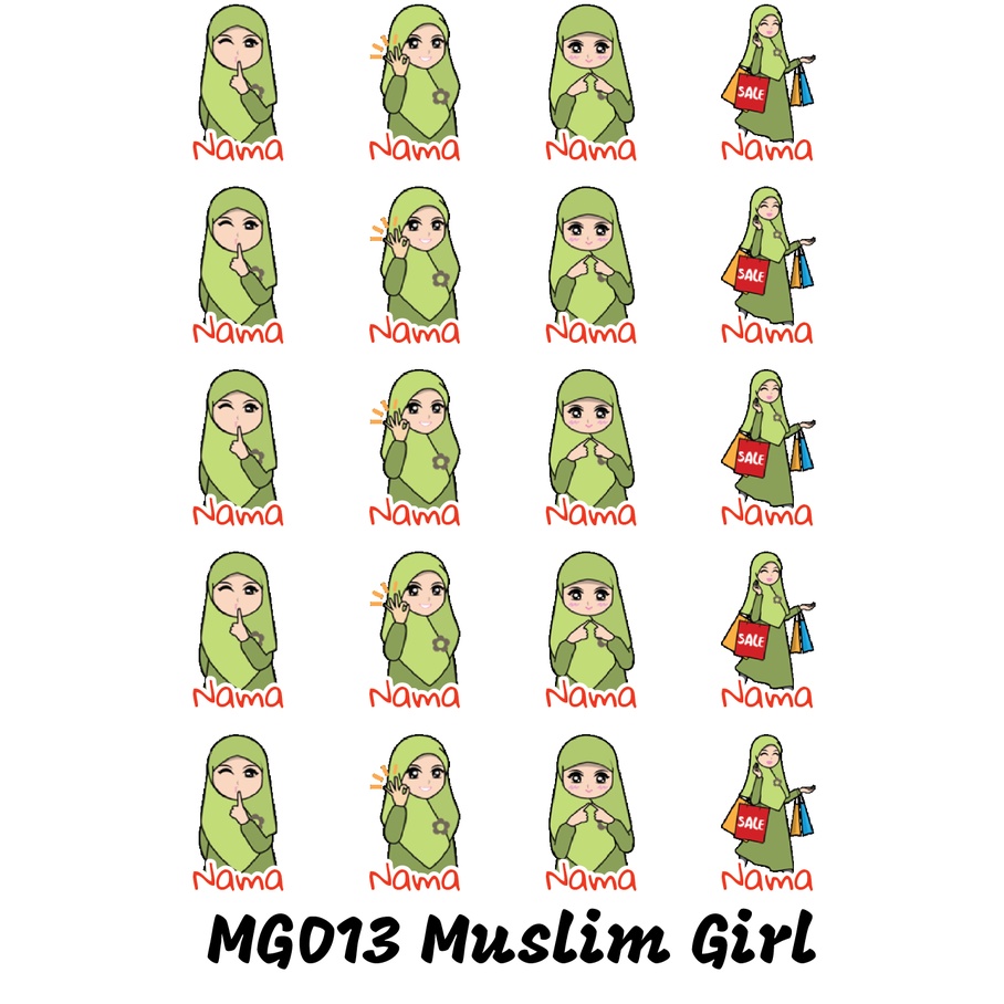 

Sticker Nama Cutting Label Waterproof Tahan Air Muslim Girl 13 (MG013)