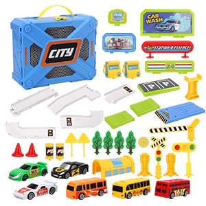 mainan mobil suitcase city track set