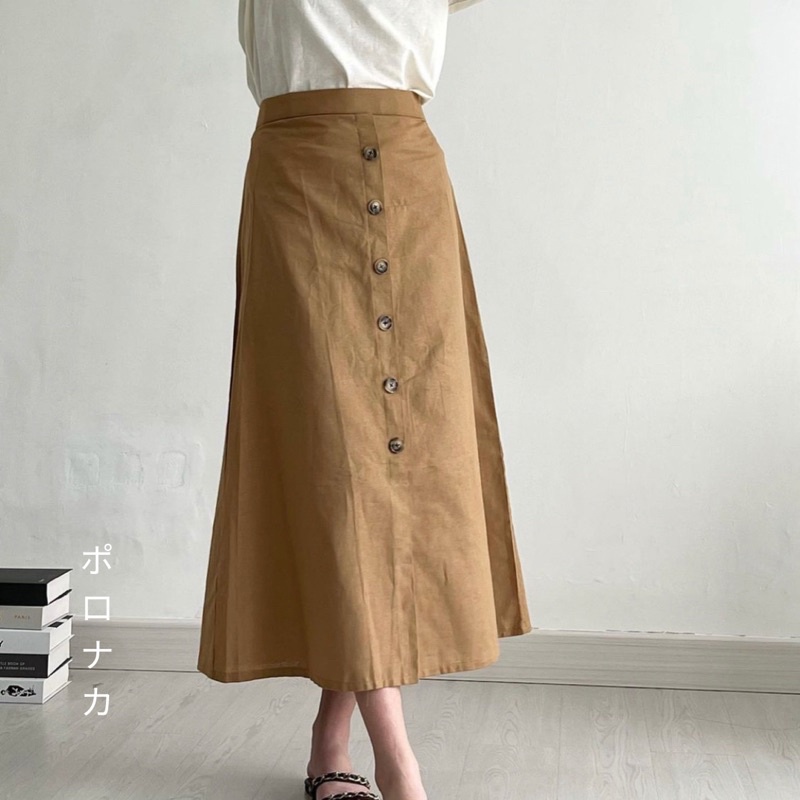 PORONAKA - FUMI Linen Maxi Skirt A-Line Rok Panjang